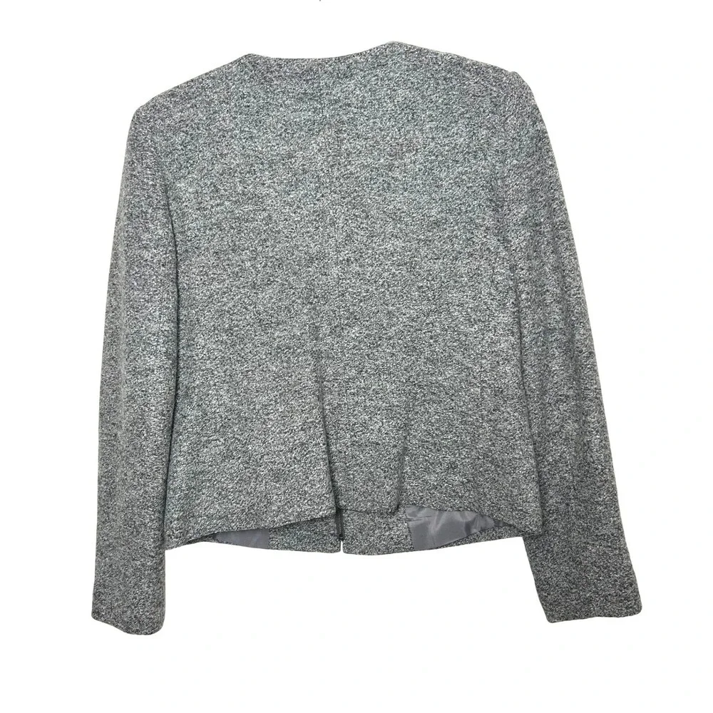 Talbots Blazer Women's 6P Jacket Gray Tweed Wool Blend Zip Front career workwear